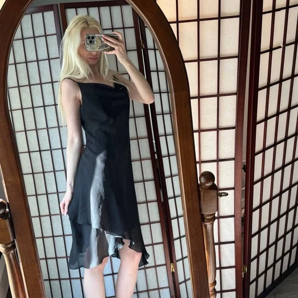 Jessica Black Asymmetrical Slip Dress - Picture 3 of 8